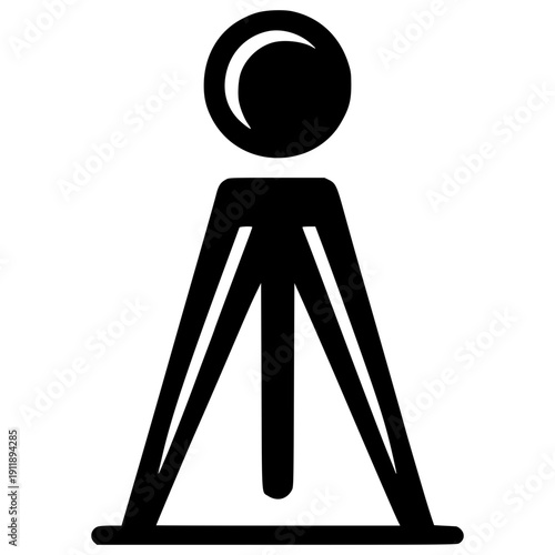 Geometric Symbol: A minimalist design in black, featuring a stylized figure that evokes concepts of balance, support, and stability.