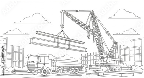 Industrial Crane Construction Site Equipment.
