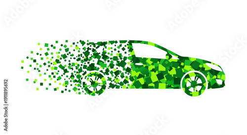 Green Car Illustration Vector Art Symbolizing Eco-Friendly Transportation and Sustainable Energy