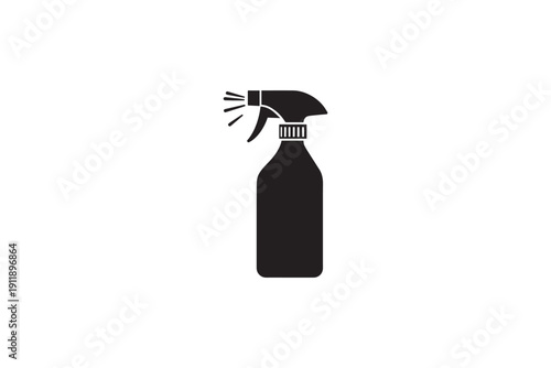 Spray bottle black vector icon, cleaning spray bottle symbol, garden sprayer sign, liquid dispenser outline drawing