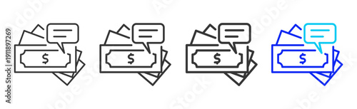 cost analysis Icon Set Collection Creative Outline Style for System Review with Multiple Thickness Variations Suitable for Business and Professional Use