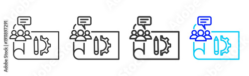 blueprint review Icon Set Collection Creative Outline Style for System Review with Multiple Thickness Variations Suitable for Business and Professional Use