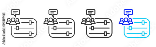team dialogue Icon Set Collection Creative Outline Style for System Review with Multiple Thickness Variations Suitable for Business and Professional Use