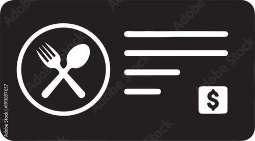 Cafeteria Card icon in silhouette on white background..