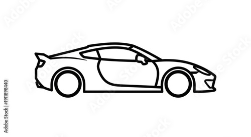 Line Art Sports Car Illustration.
