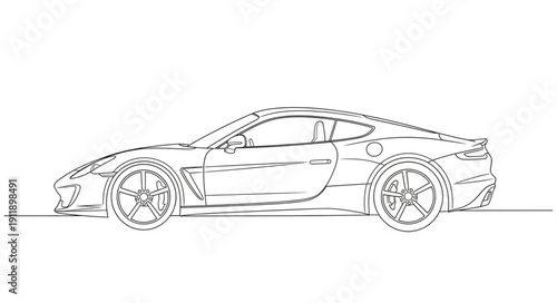 Line Drawing of Sports Car.