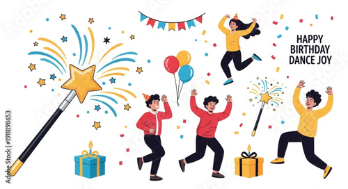 Joyful Birthday Celebration with Magic Wand.