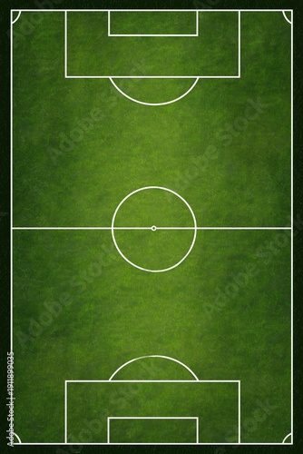 Soccer Field Layout: Top-Down Green Grass Football Pitch with White Markings