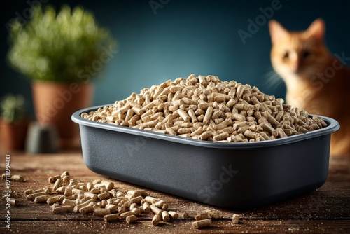 Wallpaper Mural minimalist pet product red litter pellets. Generative AI Torontodigital.ca