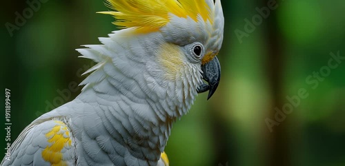 Wallpaper Mural Close-Up Portrait of Sulphur-Crested Cockatoo in Natural Green Background Torontodigital.ca