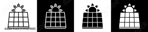 Solar Cell Icon In Flat Version On Black And White Background