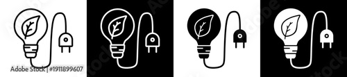 Renewable Icon In Flat Version On Black And White Background