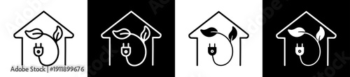 Home Icon In Flat Version On Black And White Background