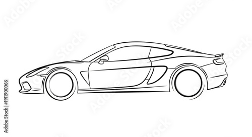 Luxury Sports Car Line Drawing.