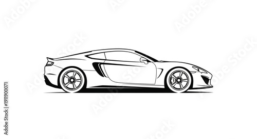 Luxury Sports Car Side Profile Illustration.
