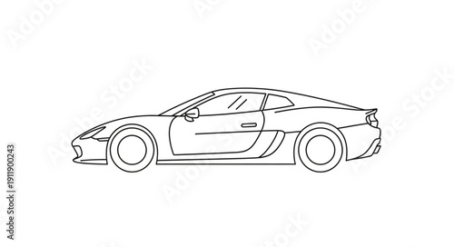 Line Drawing of Sports Car.