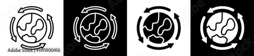 Environment Protection Icon In Flat Version On Black And White Background