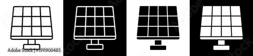 Solar Panel Icon In Flat Version On Black And White Background