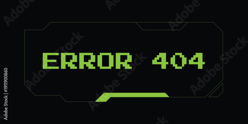 futuristic HUD error 404 frame on black background vector Illustration.