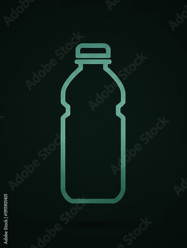  icon of a plastic Zamzam water bottle with a cap, drawn with light green lines on a dark background.