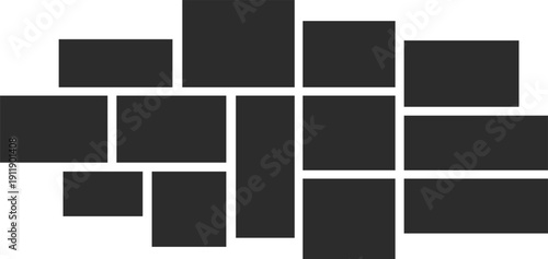 Modern photo gallery collage frames, comics page grid layout abstract digital photo wall collage vector.