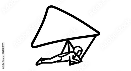 Hang Gliding Icon A Vector Illustration of a Person Soaring Through the Sky on a Hang Glider