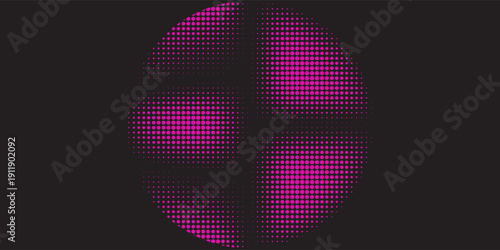 Dark Pink vector modern geometrical circle abstract background. Dotted texture template. Geometric pattern in halftone style with gradient.