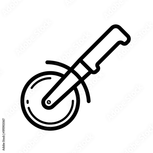 Pizza cutter, kitchen slicer line vector icon