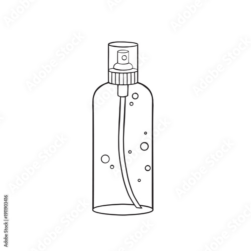 Facial toner bottle contour line vector cosmetic outline