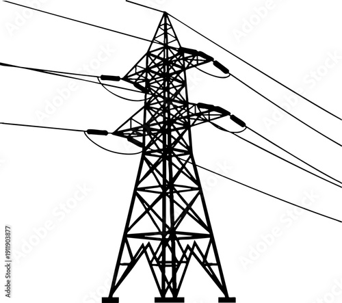 Vector Illustration of High Voltage Power Line Pylon