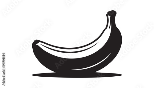 black color banana fruits of silhouette vector illustration, solid white background