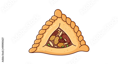 Triangular pastry filled with nuts and dried fruit