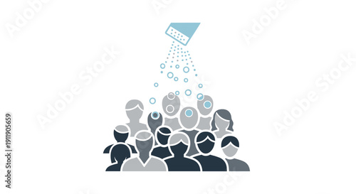 Flat illustration of powder falling onto a group of people
