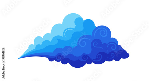 Stylized blue cloud with swirling patterns in a flat design