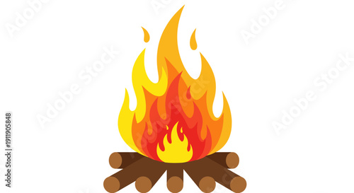 Vibrant bonfire with logs and bright orange flames