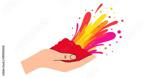 Hand throwing vibrant Holi powder in a colorful explosion