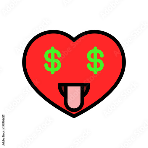 Vector Illustration Cartoon Red Heart Character With Funny Face