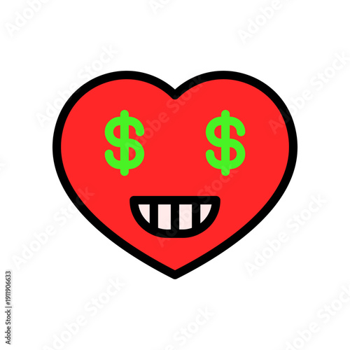Vector Illustration Cartoon Red Heart Character With Funny Face