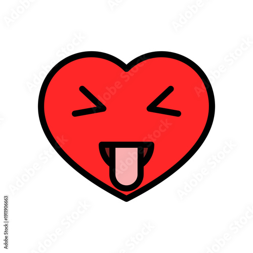 Vector Illustration Cartoon Red Heart Character With Funny Face