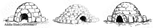 Hand-Drawn Igloo Entrance - A Whimsical Doodle of a Cold Climate Shelter