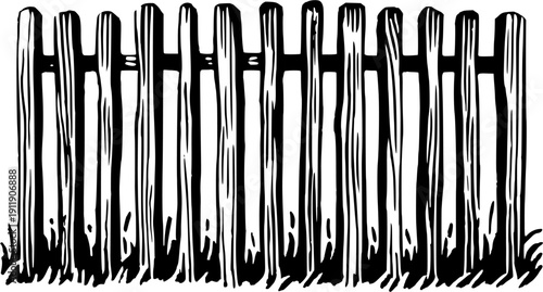 A rustic iron fence in a monochrome world