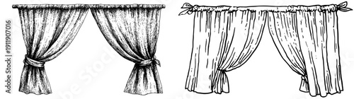 Elegant Blue Curtains with Ruffled Edges