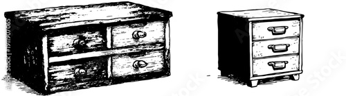 Vintage Blue Filing Cabinet with Distressed Wood