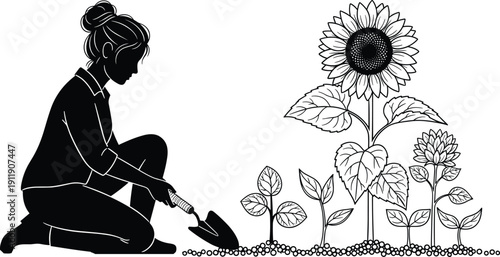 vector illustration of a girl with a flower