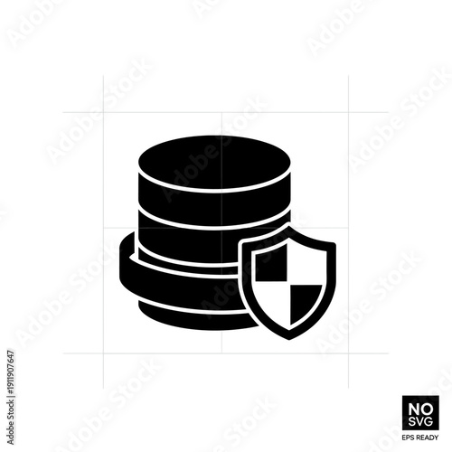Database security protection shield icon design.