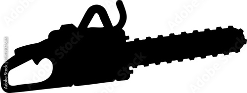 Isolated Black Chainsaw Silhouette Vector Icon