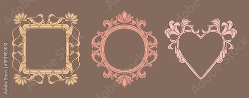Vintage frames. Art Nouveau decor. Vector.