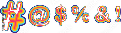 colorful symbols isolated on transparent background