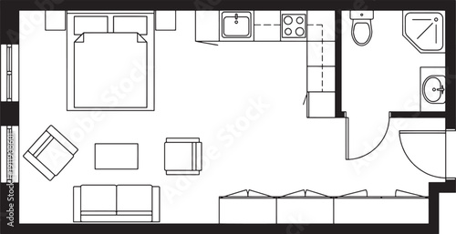 An architectural blueprint, showcasing the elegant design and efficient use of space, creating a visual symphony of form and function.
