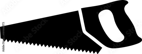 Simple Black Hand Saw Icon for Woodworking and Carpentry